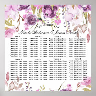 Purple Lavender Lilac Floral Wedding Seat Seating Poster