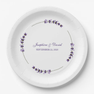 Purple Lavender Lilac Flower Wedding Dinner Paper Plate