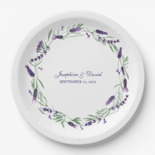 Purple Lavender Lilac Flower Wedding Dinner Paper Plate