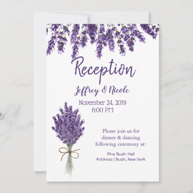 Purple Lavender Lilac Flower Wedding Invitation (Front)