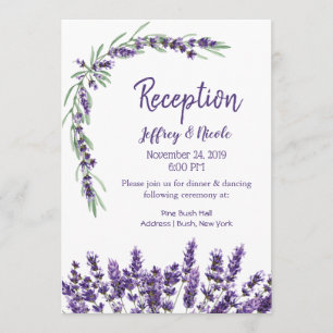 Purple Lavender Lilac Flower Wedding Reception Invitation