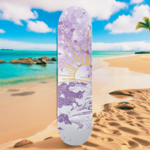 Purple Lavender Lilac Gold Sunset Sun & Sea Waves