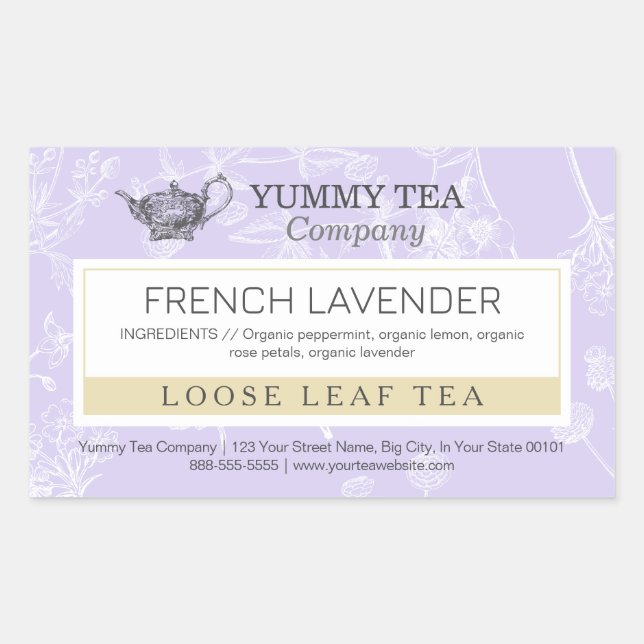 Purple Lavender - Loose Leaf Tea Label Sticker (Front)