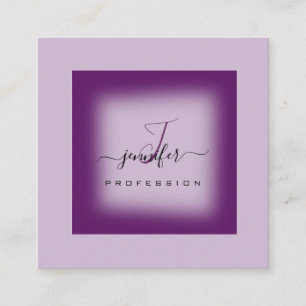 Purple Lavender Makeup Monogram Name Social Logo Square Business Card