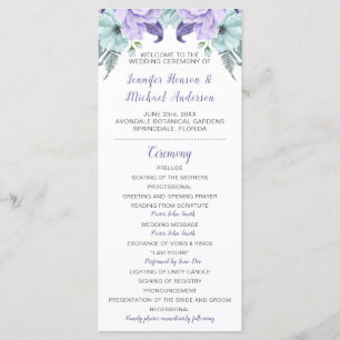 Purple Lavender Mint Floral Wedding Program