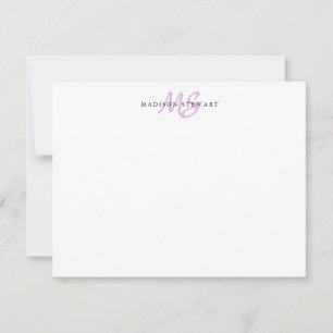 Purple Lavender Modern Chic Brush Script Monogram Card