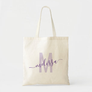 Purple Lavender Moderne Monogramme Nom Sac fourre-