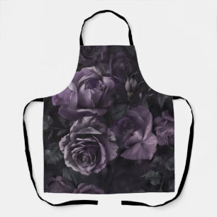 Purple Lavender Moody Roses Floral Goth Apron
