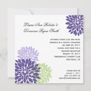 Purple Lavender Pale Green Flower Petals Post Wedd Invitation