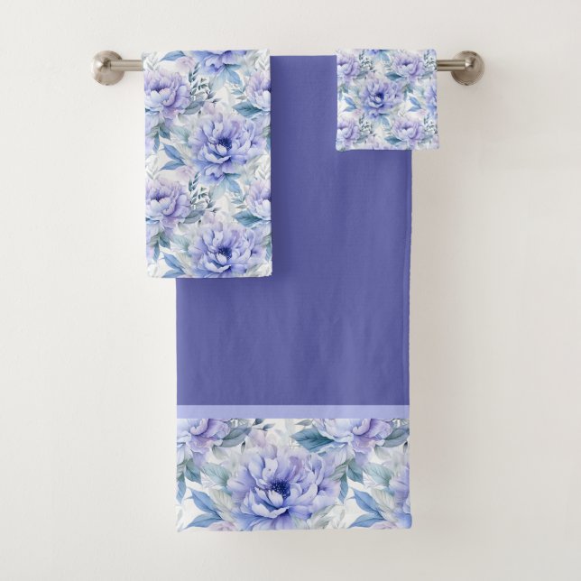 Purple Lavender Peonies Towel Set (Insitu)