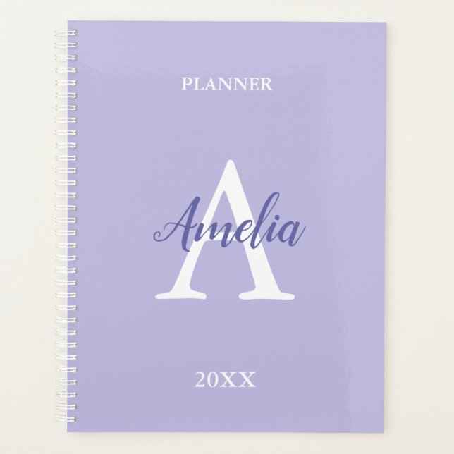 Purple Lavender Personalized Monogram Planner (Front)