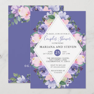 Purple Lavender Pink Floral Couples Shower Invitation