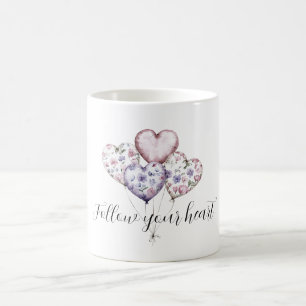 Purple Lavender Pink Floral Heart Balloons Coffee Mug