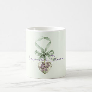 Purple Lavender Pistachio Green Floral Heart  Coffee Mug
