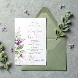 Purple Lavender Plant - Purple Background Wedding Invitation