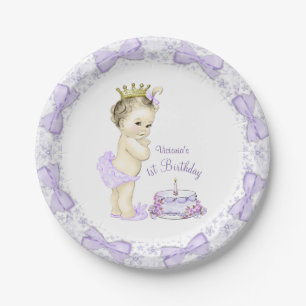 Purple Lavender Princess 1st Birthday Party Paper Plate