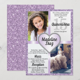 Purple Lavender Quinceañera Invitation Cumpleaños