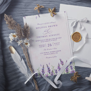 Purple Lavender Rustic Elegant QR Code Wedding Invitation