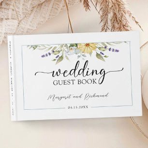 Purple Lavender Rustic Floral Wedding Guest Book