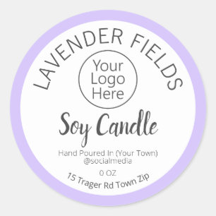 Purple Lavender Scented Candle Logo Labels