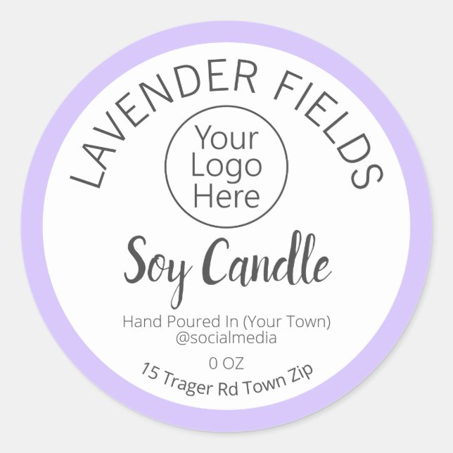 Purple Lavender Scented Candle Logo Labels (Front)