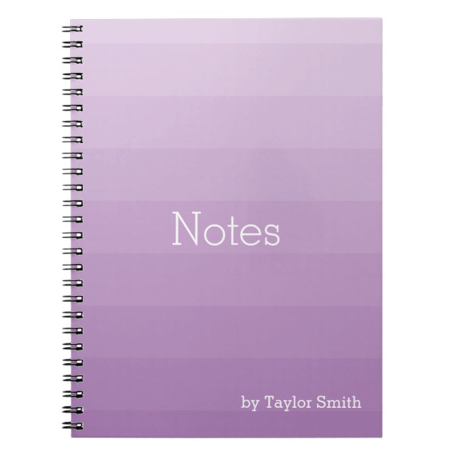 Purple Lavender Shades Youthful Text Name Notebook (Front)