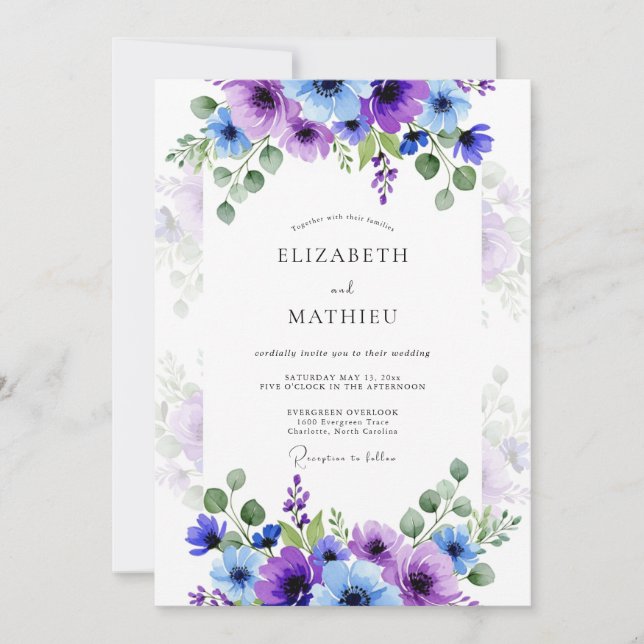 Purple Lavender Stunning Spring Wedding Invitation (Front)