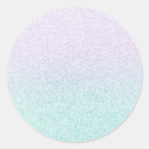 Purple lavender teal b faux glitter blank template classic round sticker