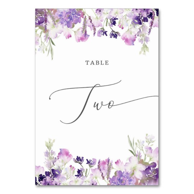 Purple lavender Two Table Number (Front)