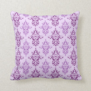 Purple Lavender Two Toned Damask Throw Pillow