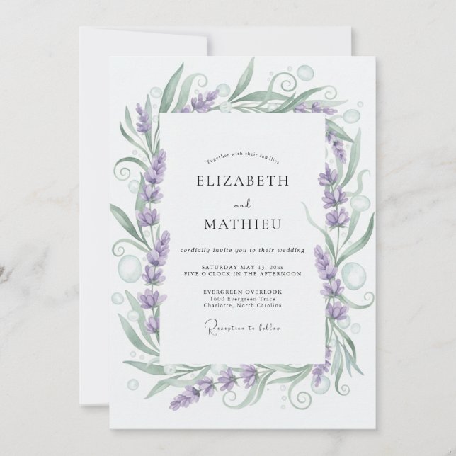 Purple Lavender Vine Wedding Invitation (Front)
