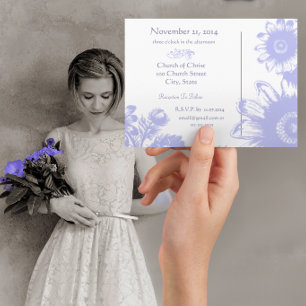 Purple Lavender Vintage Wildflower Wedding  Announcement Postcard