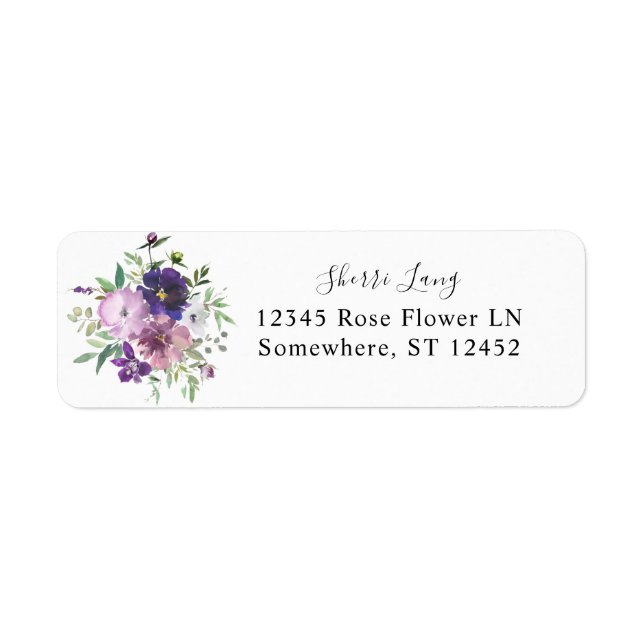 Purple Lavender & Violet Floral Return Address (Front)