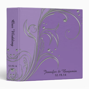 Purple Lavender Violet Silver Floral Scrolls Album Binder