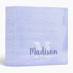 Purple Lavender Watercolor Cute Initial Name Binder