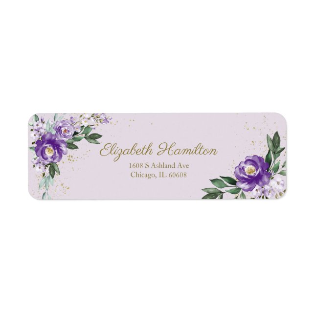 Purple Lavender Watercolor Floral Bouquet Elegant (Front)