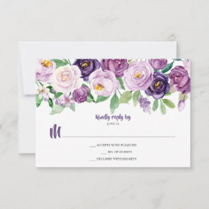 Purple Lavender Watercolor Floral RSVP Card