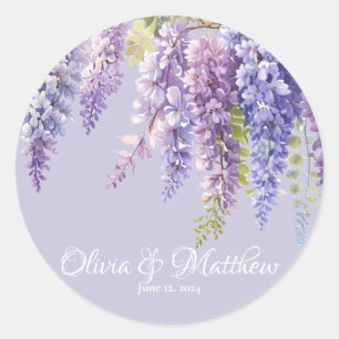 Purple lavender watercolor floral wisteria lilac  classic round sticker