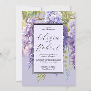 Purple lavender watercolor floral wisteria lilac invitation