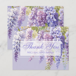 Purple lavender watercolor floral wisteria lilac  thank you card