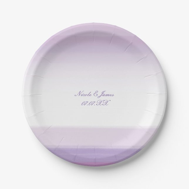 Purple Lavender Watercolor Wedding Party Plates (Front)