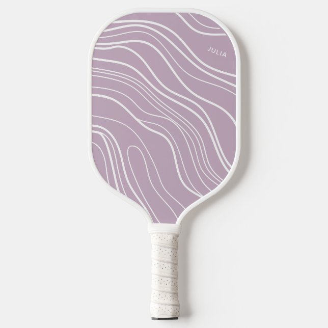 Purple Lavender Wave Modern Personalized Pickleball Paddle (Front)