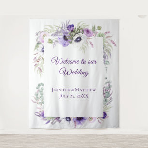 Purple Lavender & White Anemones Floral    Tapestr Tapestry