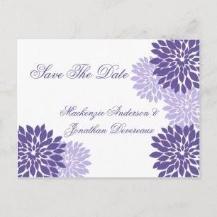 Purple Lavender White Floral Save The Date Announcement Postcard