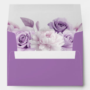 Purple Lavender & White Floral Wedding Envelope