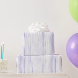 Purple Lavender White Stripes Birthday Wrapping Paper