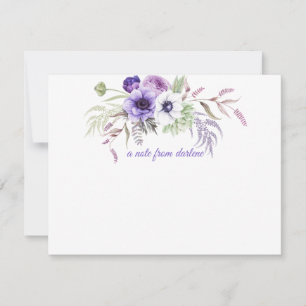Purple Lavender White Watercolor Flowers Greenery Card