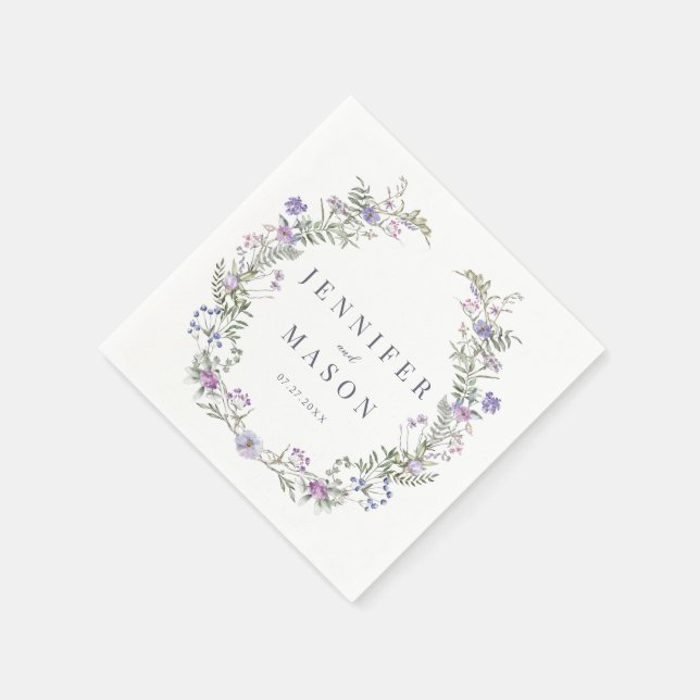 Purple lavender wildflower wedding Paper Napkins (Corner)