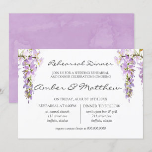 Purple Lavender Wisteria Rehearsal Dinner  Invitation
