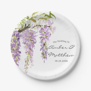 Purple Lavender Wisteria Wedding Paper Plate